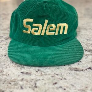 Vintage Salem Embroidered Green Corduroy Hat